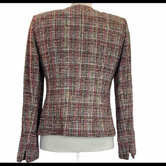 LAFAYETTE 148 pink brown tweed Ondria blazer Jacket full front zip Sz 8 - Picture 5 of 16